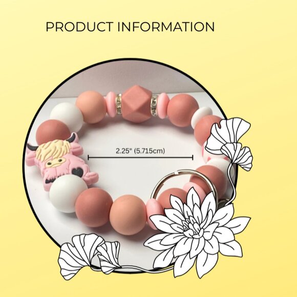 Highland Cow Silicone Bead Keychain - Picture 4 of 4